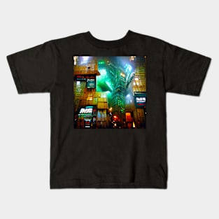 Cyberpunk City of the Future Kids T-Shirt